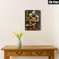 2D flat 1pc Ancient Warriors Embrace Golden Treasure Wall Art Decor Living Room Bedroom Canvas Prints Modern Farmhouse Aesthetic Gallery Wrapped Ready to Hang