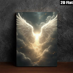 2D flat 1pc Angel Wings Heavenly Glow Wall Art Decor for Living Room Bedroom Spiritual Healing Modern Farmhouse Gallery Wrapped Canvas Prints