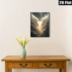 2D flat 1pc Angel Wings Heavenly Glow Wall Art Decor for Living Room Bedroom Spiritual Healing Modern Farmhouse Gallery Wrapped Canvas Prints