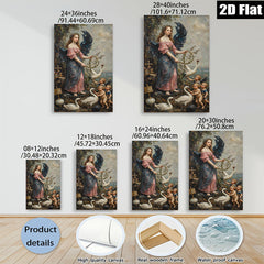 2D flat 1pc Angel with Swans Cherubs Pastoral Wall Art Living Room Bedroom Decor Farmhouse Style Gallery Wrapped Canvas Print Home Ornament