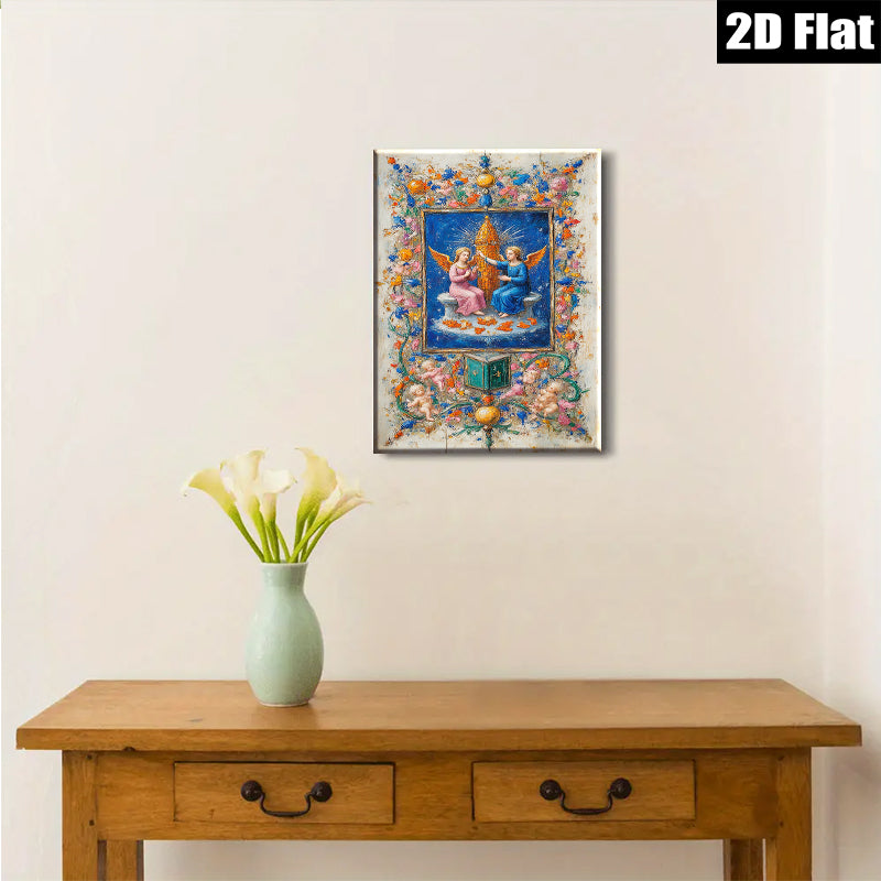 2D flat 1pc Angelic Vision Baroque Style Wall Art Religious Decor Living Room Bedroom Gallery Wrapped Canvas Prints Home Decor Farmhouse Style