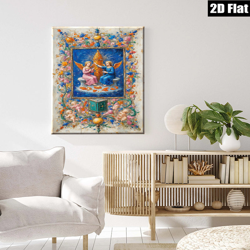 2D flat 1pc Angelic Vision Baroque Style Wall Art Religious Decor Living Room Bedroom Gallery Wrapped Canvas Prints Home Decor Farmhouse Style