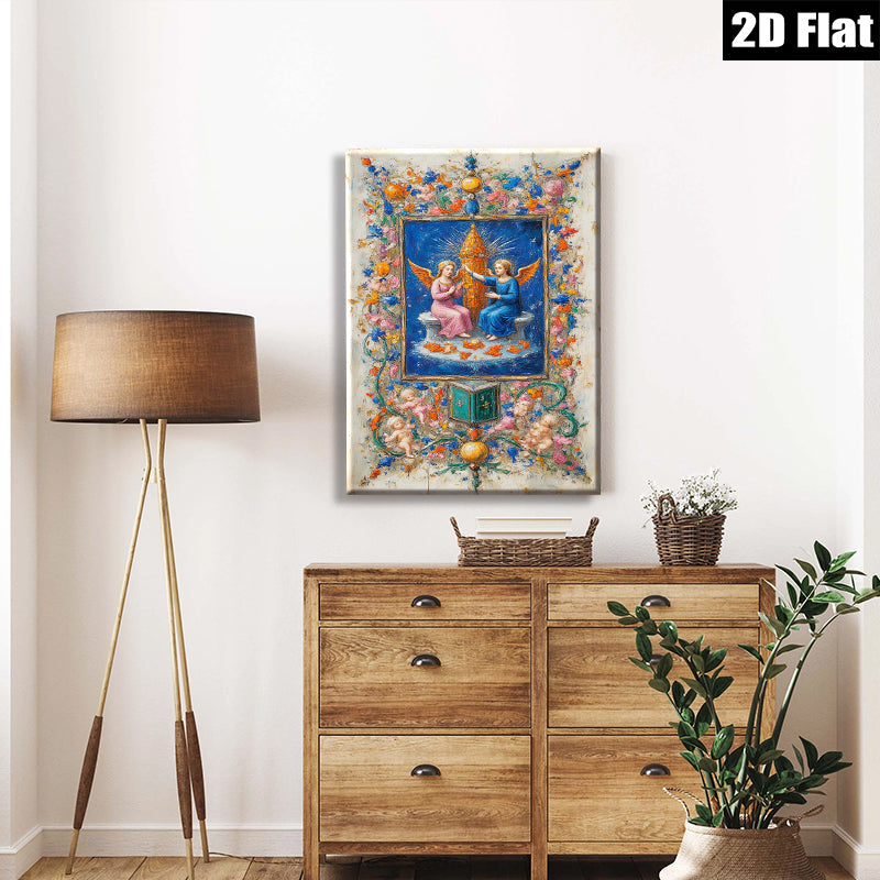 2D flat 1pc Angelic Vision Baroque Style Wall Art Religious Decor Living Room Bedroom Gallery Wrapped Canvas Prints Home Decor Farmhouse Style