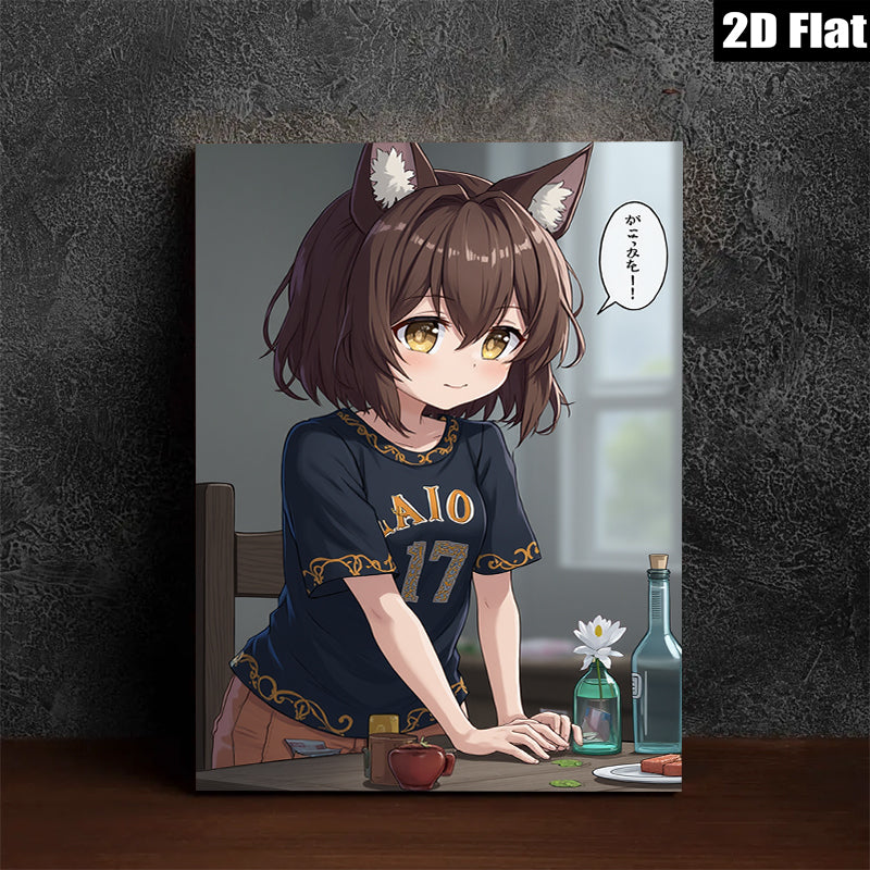 2D flat 1pc Anime Girl Dining Room Wall Art Decor Canvas Prints for Living Room Bedroom Home Office Modern Aesthetic Gallery Wrapped Ready to Hang