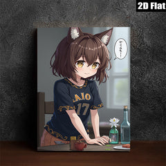 2D flat 1pc Anime Girl Dining Room Wall Art Decor Canvas Prints for Living Room Bedroom Home Office Modern Aesthetic Gallery Wrapped Ready to Hang