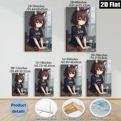 2D flat 1pc Anime Girl Dining Room Wall Art Decor Canvas Prints for Living Room Bedroom Home Office Modern Aesthetic Gallery Wrapped Ready to Hang