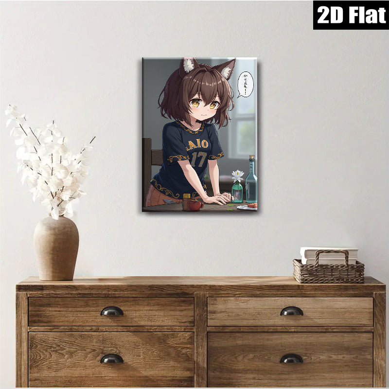 2D flat 1pc Anime Girl Dining Room Wall Art Decor Canvas Prints for Living Room Bedroom Home Office Modern Aesthetic Gallery Wrapped Ready to Hang