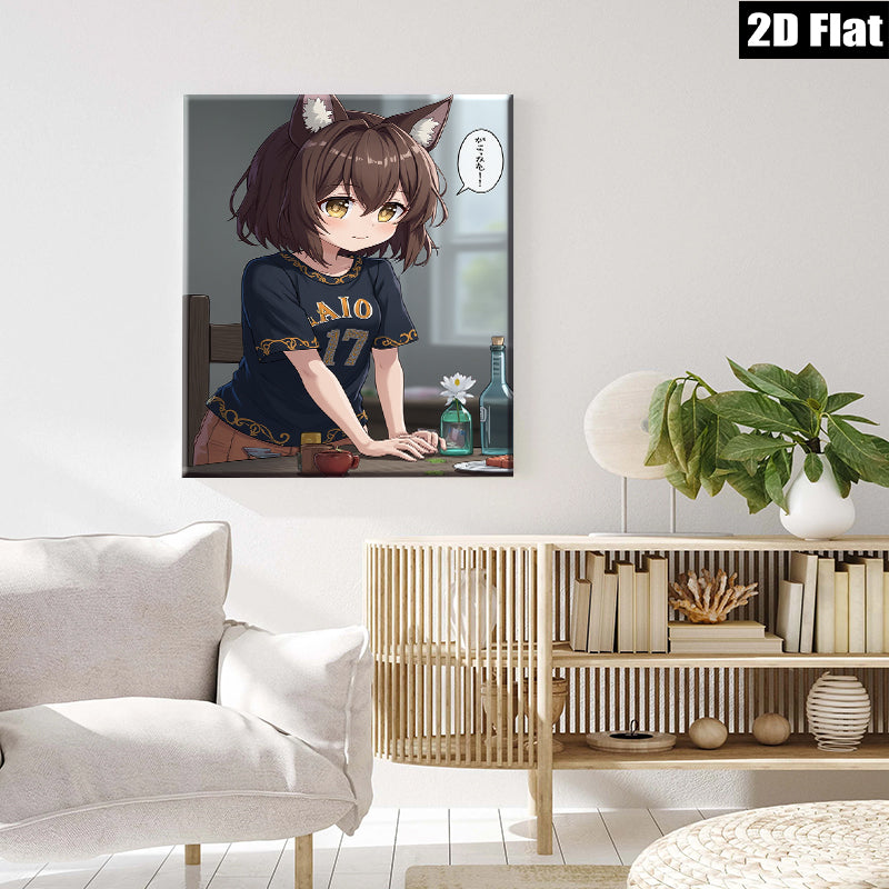 2D flat 1pc Anime Girl Dining Room Wall Art Decor Canvas Prints for Living Room Bedroom Home Office Modern Aesthetic Gallery Wrapped Ready to Hang