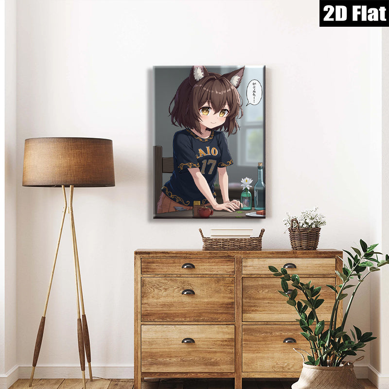 2D flat 1pc Anime Girl Dining Room Wall Art Decor Canvas Prints for Living Room Bedroom Home Office Modern Aesthetic Gallery Wrapped Ready to Hang