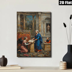 2D flat 1pc Annunciation Scene Renaissance Style Wall Art For Living Room Bedroom Gallery Wrapped Canvas Prints Modern Farmhouse Decor