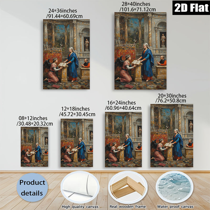 2D flat 1pc Annunciation Scene Renaissance Style Wall Art For Living Room Bedroom Gallery Wrapped Canvas Prints Modern Farmhouse Decor