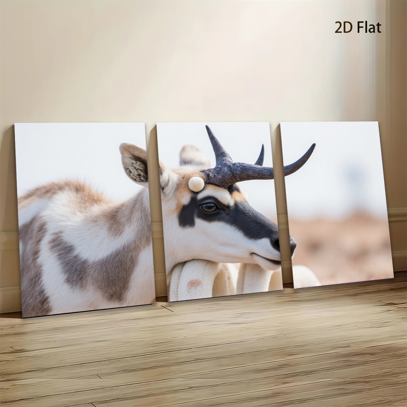 2D flat 1pc Antelope Portrait Wildlife Canvas Wall Art for Living Room Bedroom Home Decor Farmhouse Style Modern Aesthetic Gallery Wrapped
