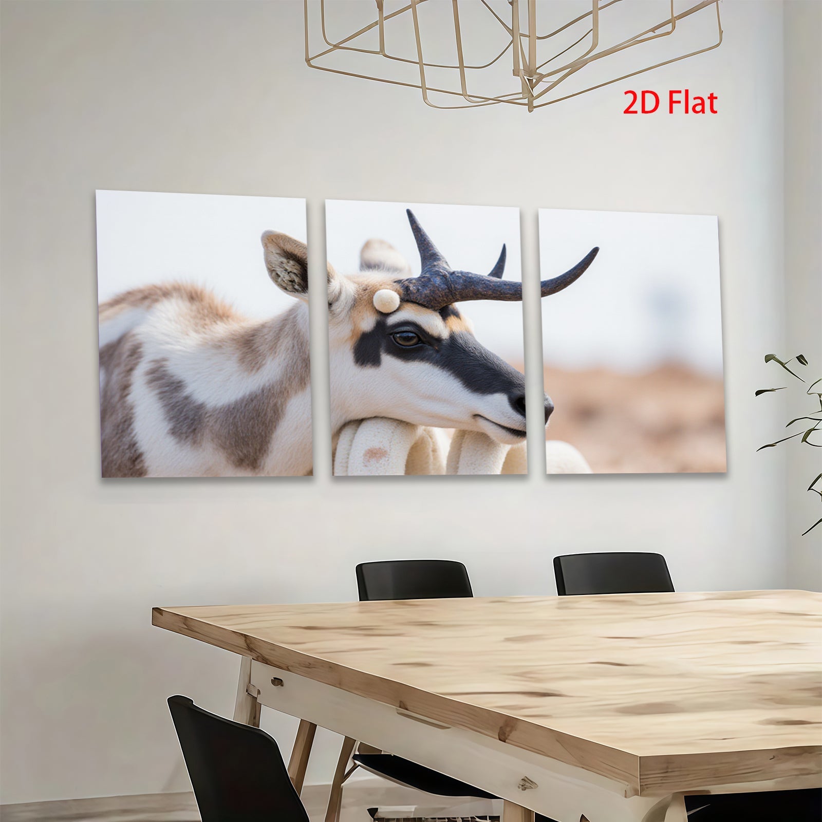 2D flat 1pc Antelope Portrait Wildlife Canvas Wall Art for Living Room Bedroom Home Decor Farmhouse Style Modern Aesthetic Gallery Wrapped