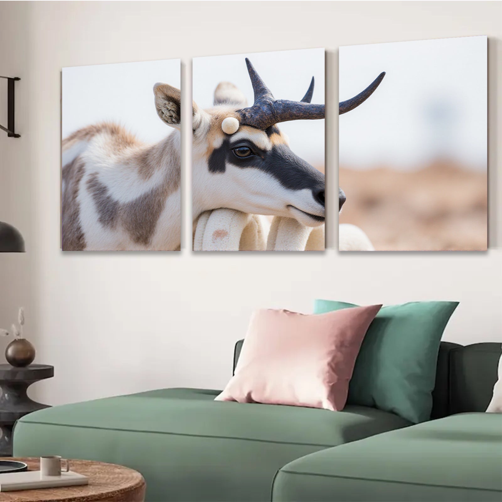 2D flat 1pc Antelope Portrait Wildlife Canvas Wall Art for Living Room Bedroom Home Decor Farmhouse Style Modern Aesthetic Gallery Wrapped