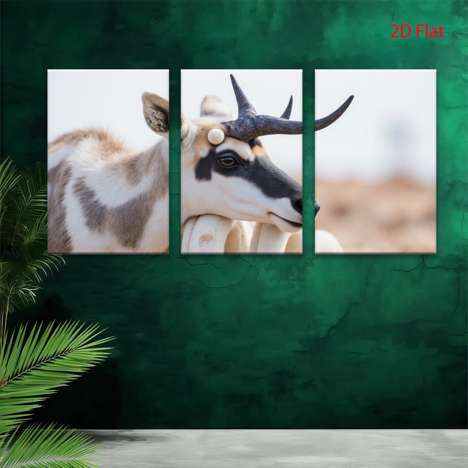 2D flat 1pc Antelope Portrait Wildlife Canvas Wall Art for Living Room Bedroom Home Decor Farmhouse Style Modern Aesthetic Gallery Wrapped