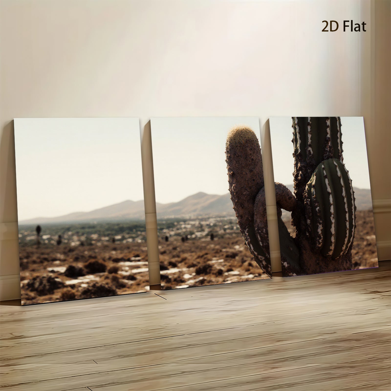 2D flat 1pc Arizona desert cactus landscape wall art prints for living room bedroom home decor farmhouse style gallery wrapped canvas prints modern minimalist botanical art