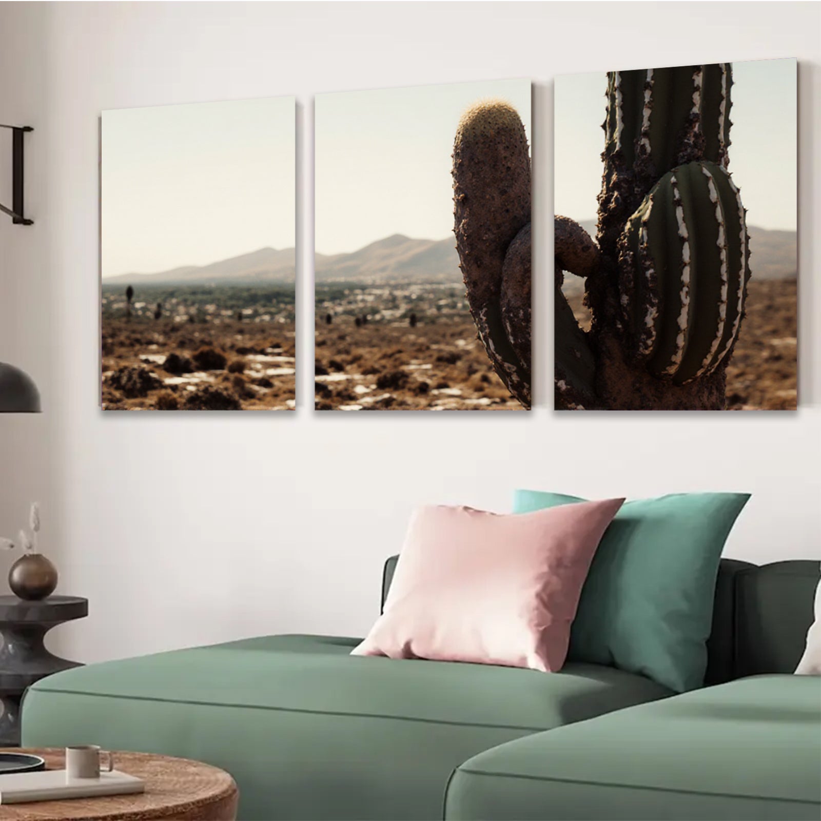 2D flat 1pc Arizona desert cactus landscape wall art prints for living room bedroom home decor farmhouse style gallery wrapped canvas prints modern minimalist botanical art