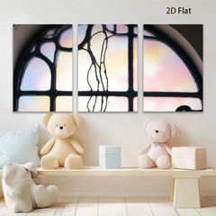 2D flat 1pc Art Nouveau floral stained glass window panel home decor wall art living room bedroom gallery wrapped canvas prints farmhouse style