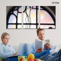 2D flat 1pc Art Nouveau floral stained glass window panel home decor wall art living room bedroom gallery wrapped canvas prints farmhouse style
