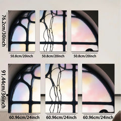 2D flat 1pc Art Nouveau floral stained glass window panel home decor wall art living room bedroom gallery wrapped canvas prints farmhouse style