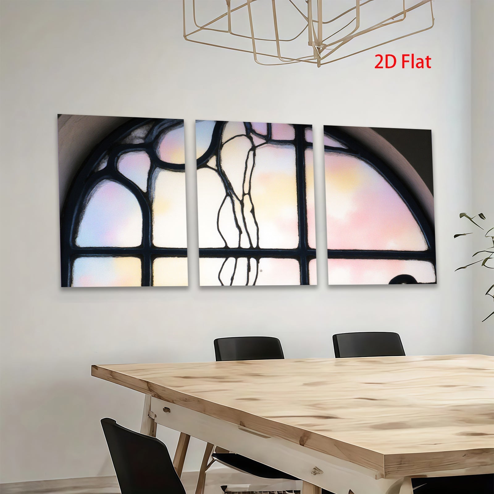 2D flat 1pc Art Nouveau floral stained glass window panel home decor wall art living room bedroom gallery wrapped canvas prints farmhouse style