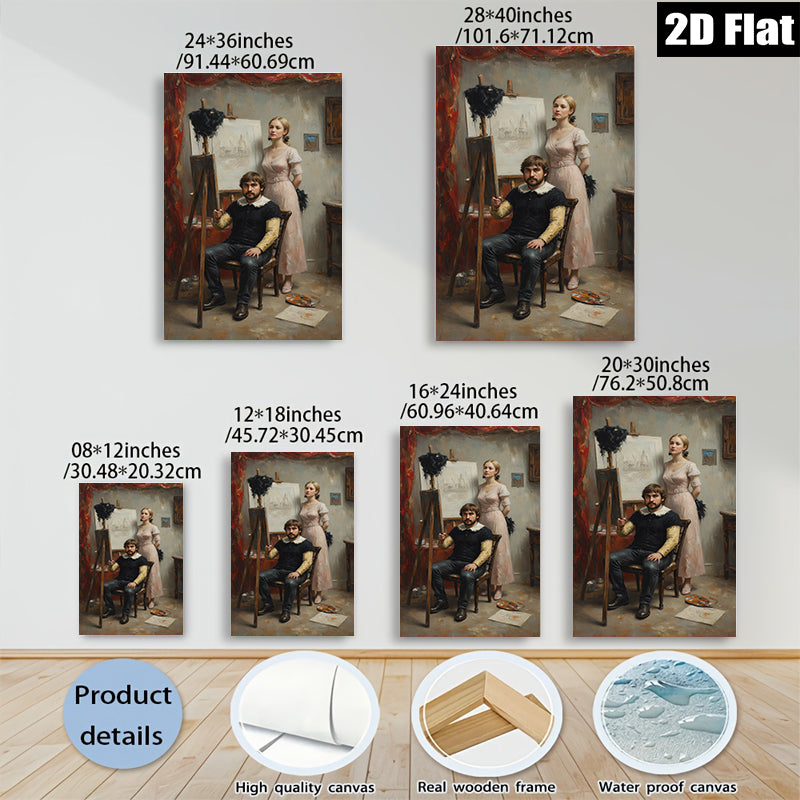 2D flat 1pc Artist Portrait Romantic Scene Living Room Bedroom Gallery Wall Art Home Decor Canvas Print Modern Farmhouse Style