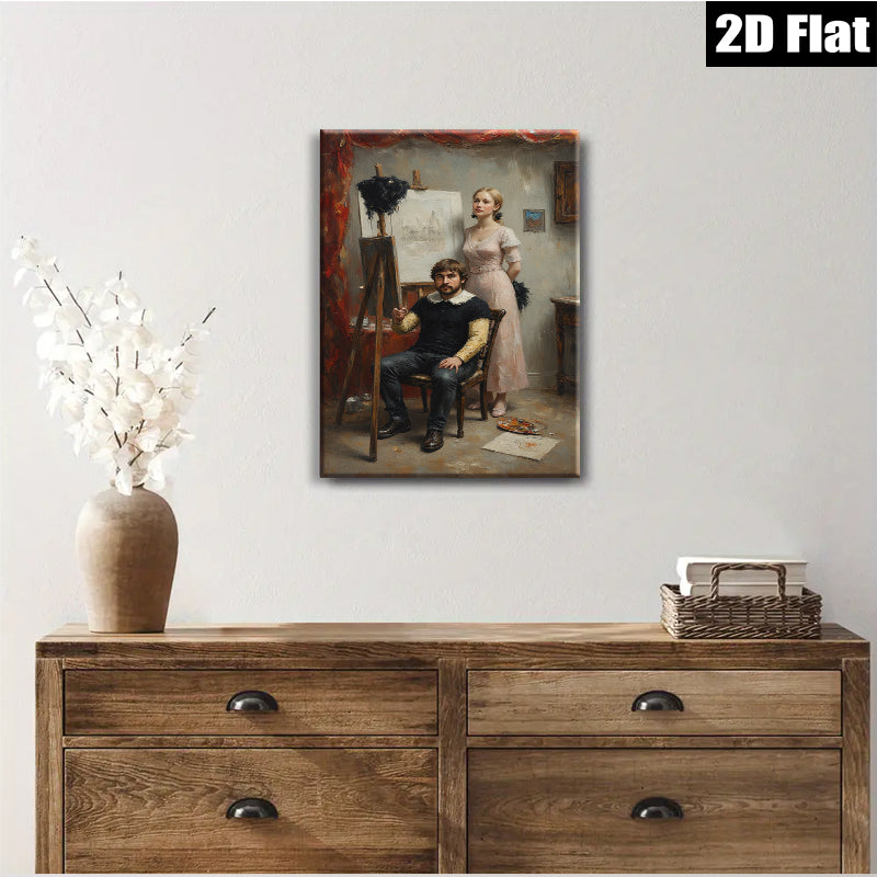 2D flat 1pc Artist Portrait Romantic Scene Living Room Bedroom Gallery Wall Art Home Decor Canvas Print Modern Farmhouse Style