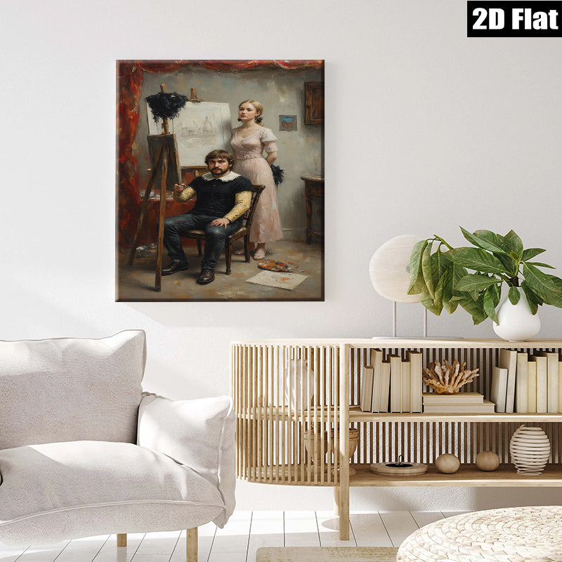 2D flat 1pc Artist Portrait Romantic Scene Living Room Bedroom Gallery Wall Art Home Decor Canvas Print Modern Farmhouse Style