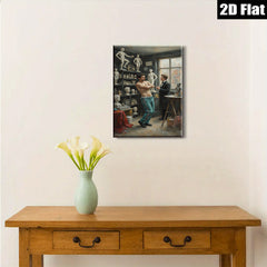2D flat 1pc Artist Studio Portrait Male Figure Sculptor Conversation Gallery Wall Art Living Room Bedroom Decor Modern Farmhouse Style