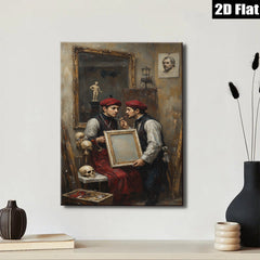 2D flat 1pc Artist Studio Reflection Introspective Portrait Wall Art Decor Living Room Bedroom Gallery Wrapped Canvas Modern Farmhouse Style