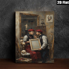 2D flat 1pc Artist Studio Reflection Introspective Portrait Wall Art Decor Living Room Bedroom Gallery Wrapped Canvas Modern Farmhouse Style