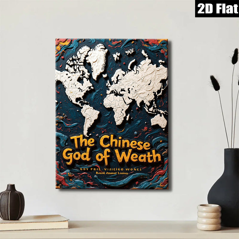 2D flat 1pc Asian God of Wealth wall decor for living room bedroom office farmhouse style modern art canvas prints ready to hang inspirational gifts