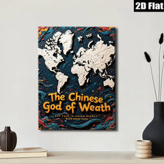 2D flat 1pc Asian God of Wealth wall decor for living room bedroom office farmhouse style modern art canvas prints ready to hang inspirational gifts