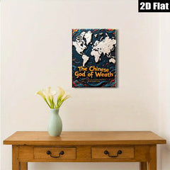 2D flat 1pc Asian God of Wealth wall decor for living room bedroom office farmhouse style modern art canvas prints ready to hang inspirational gifts