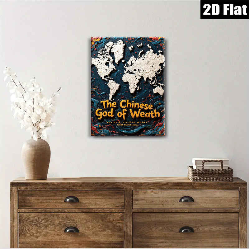 2D flat 1pc Asian God of Wealth wall decor for living room bedroom office farmhouse style modern art canvas prints ready to hang inspirational gifts