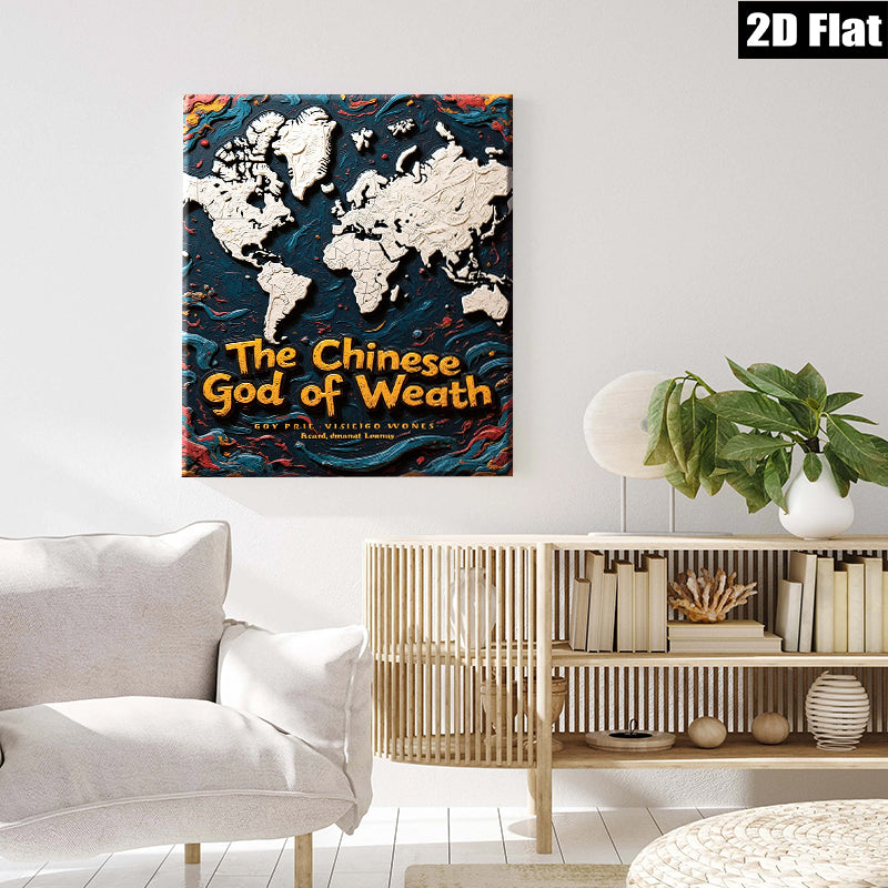 2D flat 1pc Asian God of Wealth wall decor for living room bedroom office farmhouse style modern art canvas prints ready to hang inspirational gifts