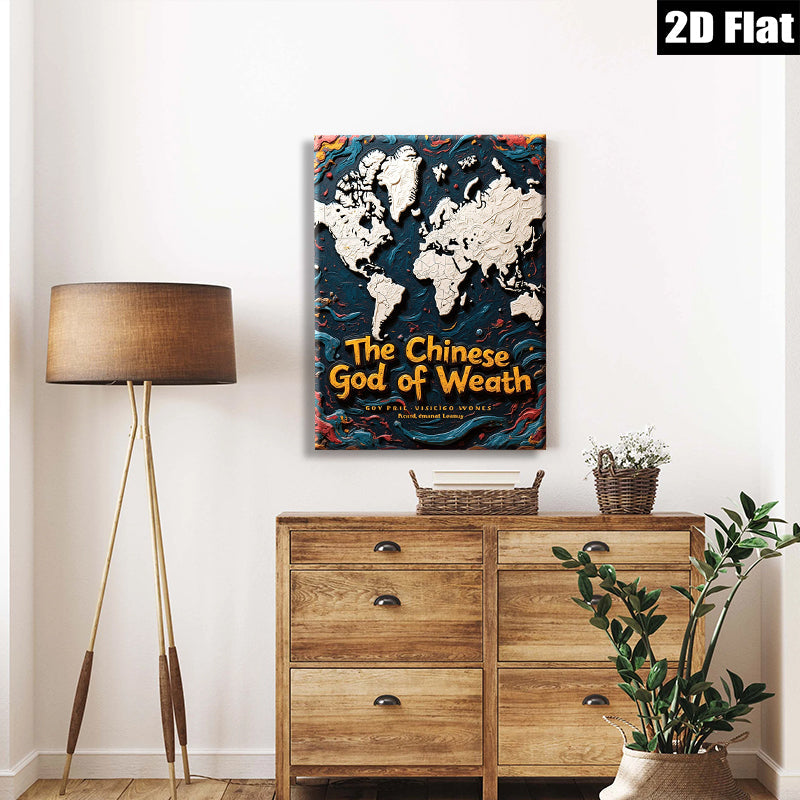 2D flat 1pc Asian God of Wealth wall decor for living room bedroom office farmhouse style modern art canvas prints ready to hang inspirational gifts