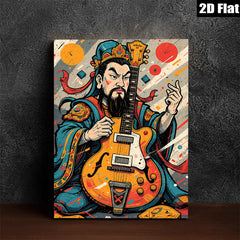 2D flat 1pc Asian Warrior Plays Electric Guitar Wall Art Canvas Prints For Living Room Bedroom Decor Modern Farmhouse Style Gallery Wrapped Timeless Design Trending Now