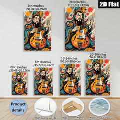 2D flat 1pc Asian Warrior Plays Electric Guitar Wall Art Canvas Prints For Living Room Bedroom Decor Modern Farmhouse Style Gallery Wrapped Timeless Design Trending Now