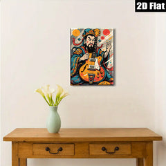 2D flat 1pc Asian Warrior Plays Electric Guitar Wall Art Canvas Prints For Living Room Bedroom Decor Modern Farmhouse Style Gallery Wrapped Timeless Design Trending Now