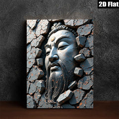 2D flat 1pc Asian Warrior Sculpture Wall Art Decor for Living Room Bedroom Modern Farmhouse Gallery Wrapped Canvas Prints Inspirational Home Décor Gift Ideas