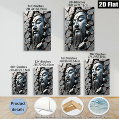 2D flat 1pc Asian Warrior Sculpture Wall Art Decor for Living Room Bedroom Modern Farmhouse Gallery Wrapped Canvas Prints Inspirational Home Décor Gift Ideas