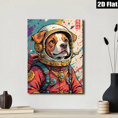 2D flat 1pc Astronaut Dog Portrait Wall Art Canvas Prints for Living Room Bedroom Decor Modern Farmhouse Style Cozy Home Gifts