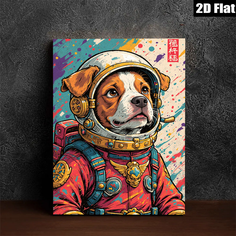 2D flat 1pc Astronaut Dog Portrait Wall Art Canvas Prints for Living Room Bedroom Decor Modern Farmhouse Style Cozy Home Gifts