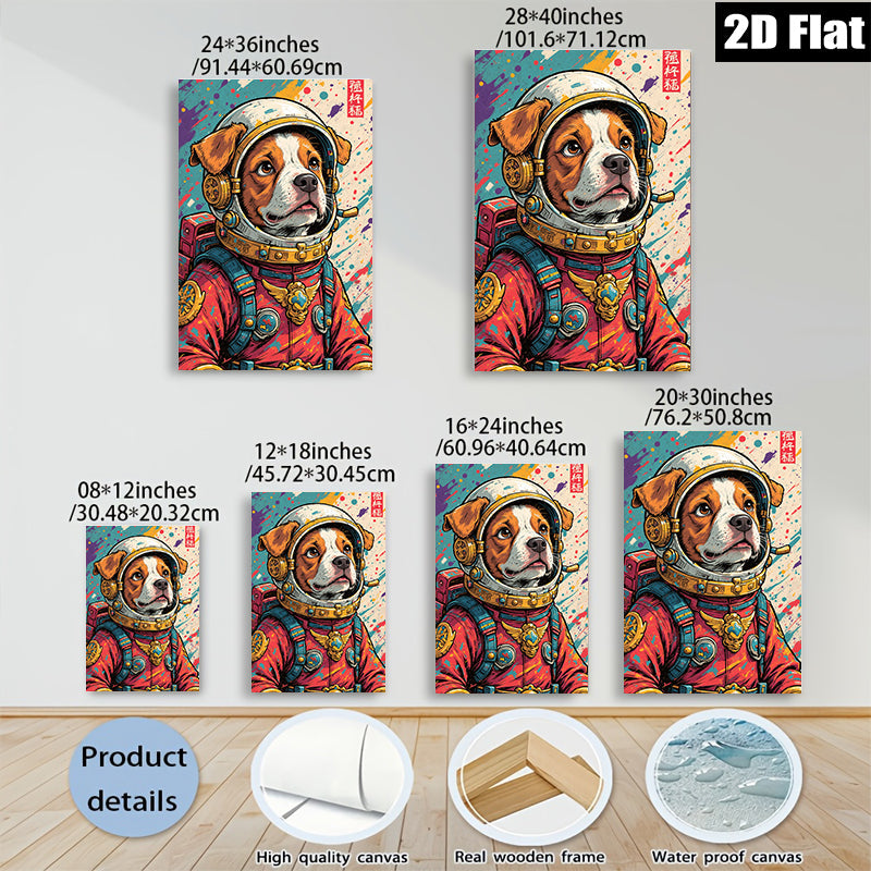 2D flat 1pc Astronaut Dog Portrait Wall Art Canvas Prints for Living Room Bedroom Decor Modern Farmhouse Style Cozy Home Gifts