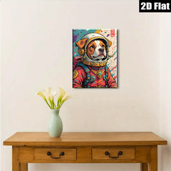 2D flat 1pc Astronaut Dog Portrait Wall Art Canvas Prints for Living Room Bedroom Decor Modern Farmhouse Style Cozy Home Gifts
