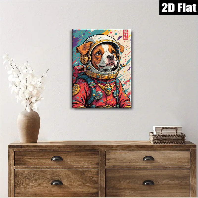 2D flat 1pc Astronaut Dog Portrait Wall Art Canvas Prints for Living Room Bedroom Decor Modern Farmhouse Style Cozy Home Gifts