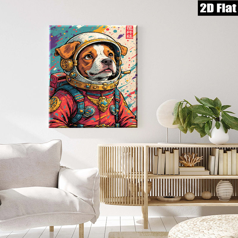 2D flat 1pc Astronaut Dog Portrait Wall Art Canvas Prints for Living Room Bedroom Decor Modern Farmhouse Style Cozy Home Gifts