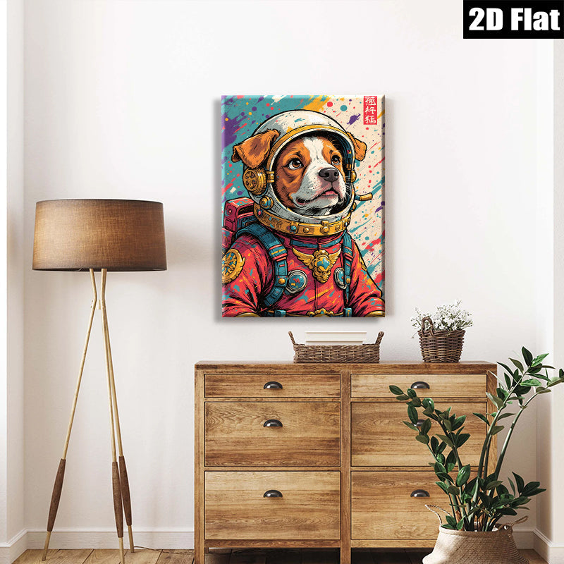 2D flat 1pc Astronaut Dog Portrait Wall Art Canvas Prints for Living Room Bedroom Decor Modern Farmhouse Style Cozy Home Gifts