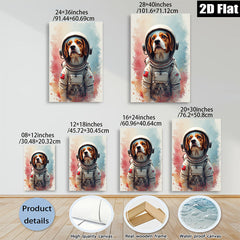 2D flat 1pc Astronaut Dog Portrait Wall Art Canvas Prints for Living Room Bedroom Home Decor Modern Farmhouse Style Cozy Vibes Gift Idea